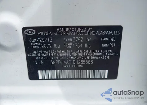 2013 Hyundai Elantra Gls из США, поврежденный, VIN 5NPDH4AE1DH285568